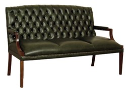 4251287789676 - Chesterfield 3er Sitzbank mit Armlehnen DunkelgrÃ¼n   Dunkelbraun 180 x 60 x H 100 cm - Echtleder MÃ¶bel