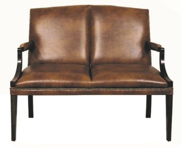 4251287789713 - 2er Sitzbank mit Armlehnen Braun   Schwarz 120 x 60 x H 100 cm - Echtleder MÃ¶bel