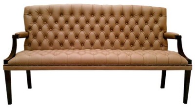 4251287789720 - Chesterfield Echtleder 3er Sitzbank mit Armlehnen Hellbraun   Schwarz 180 x 60 x H 100 cm - Luxus MÃ¶bel