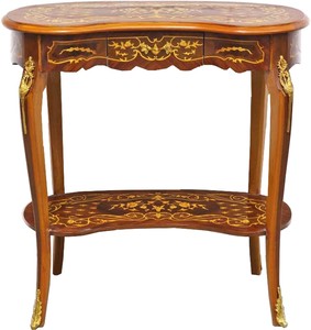 4252006254093 - Barock Beistelltisch mit Schublade Braun Intarsien - Antik Stil Beistelltisch - Telefontisch - MÃ¶bel