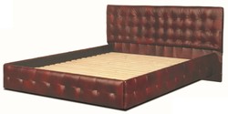 4251287790047 - Luxus Echtleder Bett Weinrot - Chesterfield MÃ¶bel