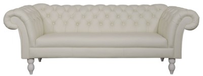4251287790252 - Luxus Echtleder 3er Sofa WeiÃ 210 x 90 x H 80 cm - WohnzimmermÃ¶bel im Chesterfield Design