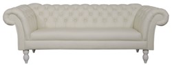 4251287790252 - Luxus Echtleder 3er Sofa WeiÃ 210 x 90 x H 80 cm - WohnzimmermÃ¶bel im Chesterfield Design