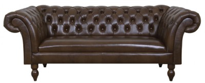 4251287790269 - Luxus Echtleder 2er Sofa Dunkelbraun 180 x 90 x H 80 cm - WohnzimmermÃ¶bel im Chesterfield Design