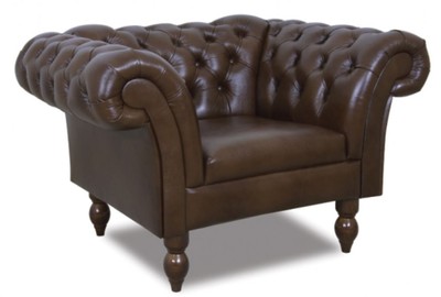 4251287790276 - Chesterfield Echtleder Sessel Dunkelbraun 130 x 90 x H 80 cm - WohnzimmermÃ¶bel im Chesterfield Design