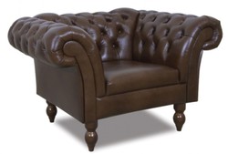 4251287790276 - Chesterfield Echtleder Sessel Dunkelbraun 130 x 90 x H 80 cm - WohnzimmermÃ¶bel im Chesterfield Design