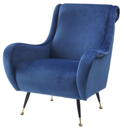 4251287790351 - Luxus Hotel Salon Sessel Blau 80 x 90 x H 88 cm - Hotel MÃ¶bel