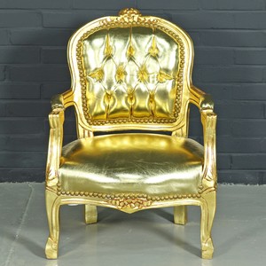 4251287790771 - Barock Kinderstuhl Gold Lederoptik Gold - Kindermöbel im Antik Stil 4251287790771 - Barock Kinderstuhl Gold Lederoptik Gold - Kindermöbel im Antik Stil