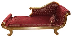 4251287790818 - Barock Chaiselongue Modell XXL Bordeaux Rot Muster   Gold- Antik Stil - Recamiere Wohnzimmer MÃ¶bel
