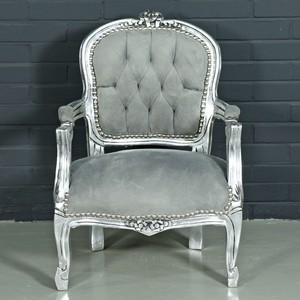 4251287790825 - Barock Kinderstuhl Hellgrau   Silber - KindermÃ¶bel im Antik Stil