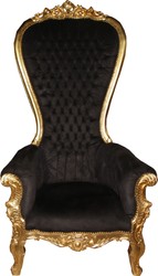 4251287790849 - Barock Thron Sessel Majestic Mod1 Schwarz Gold - Riesensessel - Thron Stuhl