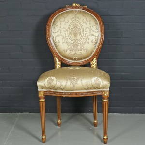 4251287790962 - Barock Esszimmerstuhl Ludwig XV Gold Muster   Hellbraun 55 x 50 x H 100 cm - Antikstil MÃ¶bel