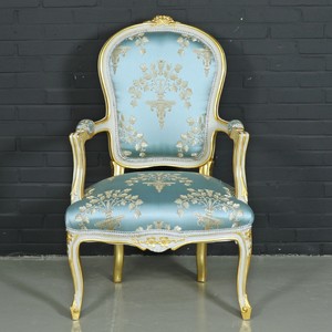 4251287791006 - Barock Salon Stuhl Medaillon Mod1 mit Armlehnen HelltÃ¼rkis   Gold - Antikstil Stuhl
