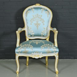 4251287791006 - Barock Salon Stuhl Medaillon Mod1 mit Armlehnen HelltÃ¼rkis   Gold - Antikstil Stuhl