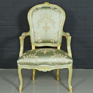4251287791013 - Barock Salon Stuhl Medaillon Mod1 mit Armlehnen Hellgrün Gold - Antikstil Stuhl 4251287791013 - Barock Salon Stuhl Medaillon Mod1 mit Armlehnen Hellgrün Gold - Antikstil Stuhl