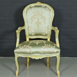 4251287791013 - Barock Salon Stuhl Medaillon Mod1 mit Armlehnen Hellgrün Gold - Antikstil Stuhl 4251287791013 - Barock Salon Stuhl Medaillon Mod1 mit Armlehnen Hellgrün Gold - Antikstil Stuhl