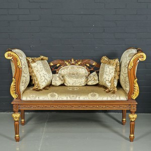 4251287791075 - Barock Sitzbank Gold Muster Braun 90 x 50 x H 70 cm - Antikstil Sitzbank 4251287791075 - Barock Sitzbank Gold Muster Braun 90 x 50 x H 70 cm - Antikstil Sitzbank