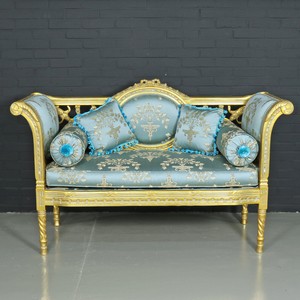 4251287791082 - Barock Sitzbank HelltÃ¼rkis Muster   Gold 90 x 50 x H 70 cm - Antikstil Sitzbank