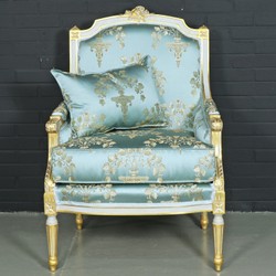 4251287791099 - Antikstil Lounge Sessel Helltürkis Gold 70 x 70 x H 100 cm - Barock Möbel 4251287791099 - Antikstil Lounge Sessel Helltürkis Gold 70 x 70 x H 100 cm - Barock Möbel