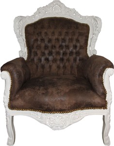 4251287791112 - Barock Sessel Braun Lederoptik Creme - Limited Edition 4251287791112 - Barock Sessel Braun Lederoptik Creme - Limited Edition