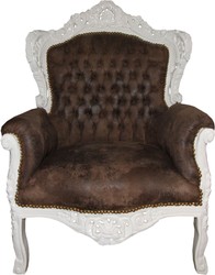 4251287791112 - Barock Sessel Braun Lederoptik Creme - Limited Edition 4251287791112 - Barock Sessel Braun Lederoptik Creme - Limited Edition