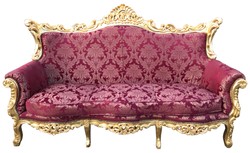 4251287791662 - Barock 3er Sofa Bordeaux Rot Muster   Gold - Wohnzimmer MÃ¶bel Couch Lounge