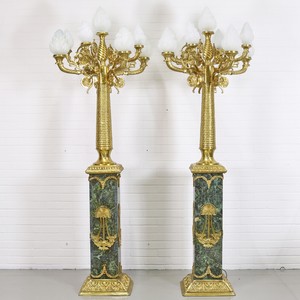 4251287791686 - Barock Stand Kronleuchter mit Marmor SÃ¤ulen Set Mod1 Schwarz-GrÃ¼n   Gold - Edel & Prunkvoll