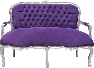 4251287792591 - Barock Kinder Sitzbank Lila Silber 90 x 38 x H 67 cm - Antik Stil Kindermöbel 4251287792591 - Barock Kinder Sitzbank Lila Silber 90 x 38 x H 67 cm - Antik Stil Kindermöbel