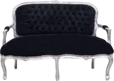 4251287792607 - Barock Kinder Sitzbank Schwarz Silber 90 x 38 x H 67 cm - Antik Stil Kindermöbel 4251287792607 - Barock Kinder Sitzbank Schwarz Silber 90 x 38 x H 67 cm - Antik Stil Kindermöbel