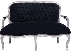 4251287792607 - Barock Kinder Sitzbank Schwarz Silber 90 x 38 x H 67 cm - Antik Stil Kindermöbel 4251287792607 - Barock Kinder Sitzbank Schwarz Silber 90 x 38 x H 67 cm - Antik Stil Kindermöbel