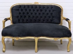 4251287792621 - Barock Kinder Sitzbank Schwarz   Gold 90 x 38 x H 67 cm - Antik Stil KindermÃ¶bel