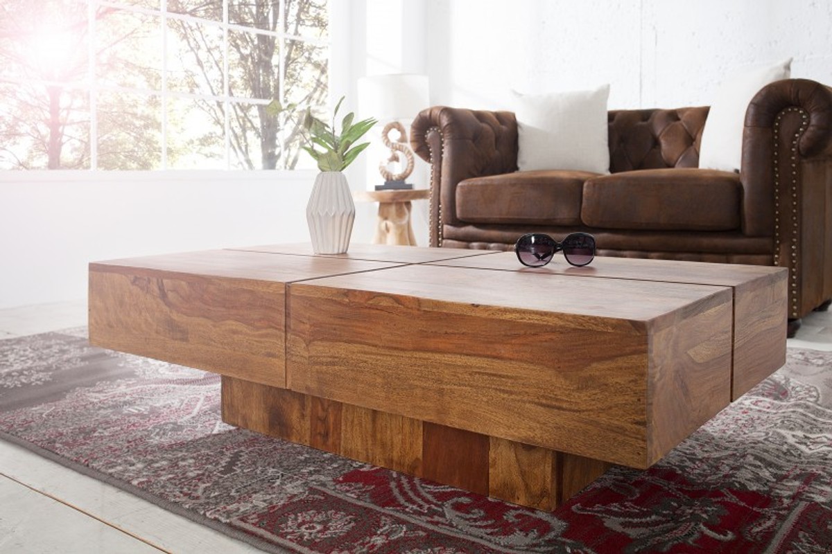 Casa Padrino Designer Solid Wood Coffee Table Nature 110 X 30 Cm Living Room Table