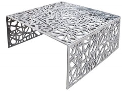 4251287793918 - Art Deco Couchtisch Silber Metall 60 x 60 x H 32 cm - Jugendstil Tisch - MÃ¶bel Wohnzimmer