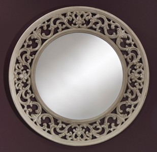 4251287795684 - Barock Spiegel Greige Ã 100 cm - Antik Stil Wandspiegel