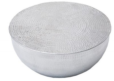 4251287795875 - Couchtisch Silber 68 cm Aluminium - Wohnzimmer Salon Tisch - Unikat
