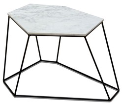 4251287796858 - Designer Couchtisch WeiÃ mit Muster   Schwarz 64 x 48 x H 40 cm - Luxus Wohnzimmertisch mit Marmorplatte