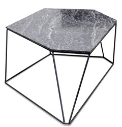 4251287796872 - Designer Couchtisch Schwarz 89 x 54 x H 30 cm - Luxus Wohnzimmertisch mit Marmorplatte