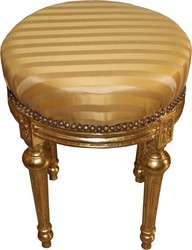 4251287796957 - Barock Sitzhocker - Rundhocker Gold Creme Streifen   Gold - Barock Hocker MÃ¶bel