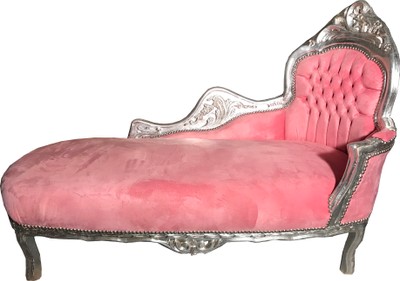 4251287797060 - Barock Chaiselongue Rosa   Silber - MÃ¶bel Liege Recamiere Wohnzimmer