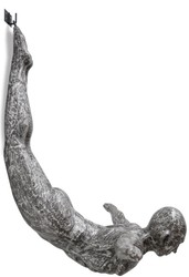 4251287797084 - Kunstspringer Skulptur Silber   Schwarz 147 x 157 x H 80 cm - Luxus Deko Turmspringer Figur