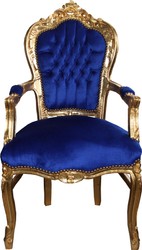 4251287797374 - Barock Esszimmerstuhl Blau Gold mit Armlehnen - Stuhl - Barockstuhl - Möbel 4251287797374 - Barock Esszimmerstuhl Blau Gold mit Armlehnen - Stuhl - Barockstuhl - Möbel