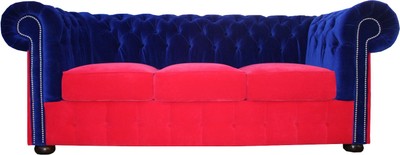 4251287798043 - Chesterfield 3er Sofa in Blau-Rot 200 x 90 x H 78 cm - Luxus QualitÃ¤t