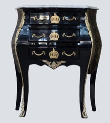 4251287798135 - PompÃ¶Ã¶s by Barock Kommode mit 3 Schubladen und Marmorplatte Schwarz   Gold   WeiÃ - PompÃ¶Ã¶se Barock Kommode designed by Harald GlÃ¶Ã¶ckler