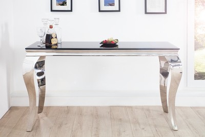 4251287799507 - Designer  Konsole B144cm x H75cm x T54cm  Schwarz   Silber  - Luxus Konsolentisch