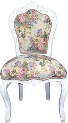 4251287799729 - Barock Esszimmer Stuhl Blumen Muster   Antik Weiss Mod 2 - Antik Stil MÃ¶bel
