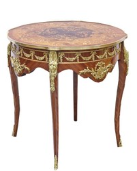 4251287799934 - Barock Beistelltisch Mahagoni Intarsien   Gold H78 x 76 cm - Ludwig XVI Antik Stil Tisch - MÃ¶bel