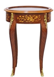 4251549300052 - Barock Beistelltisch Mahagoni Intarsien Gold H75 x 55 cm - Ludwig XVI Antik Stil Tisch - Möbel 4251549300052 - Barock Beistelltisch Mahagoni Intarsien Gold H75 x 55 cm - Ludwig XVI Antik Stil Tisch - Möbel