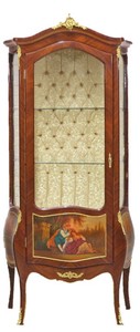 4251549300137 - Barock Vitrine Model Mahagoni Braun   Gold H 190 cm B 85 cm - Vitrinenschrank - Wohnzimmerschrank