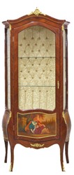 4251549300137 - Barock Vitrine Model Mahagoni Braun   Gold H 190 cm B 85 cm - Vitrinenschrank - Wohnzimmerschrank