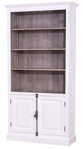 4251549300403 - Landhausstil BÃ¼cherschrank WeiÃ   Dunkelbraun 109 x 40 x H 210 cm - Landhausstil Wohnzimmerschrank